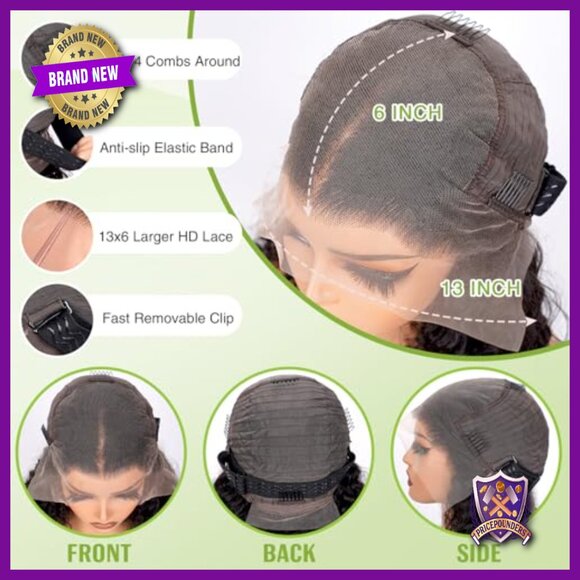 13x6 HD Lace Front Wig Human Hair 250 Density Water Wave 24 Inch